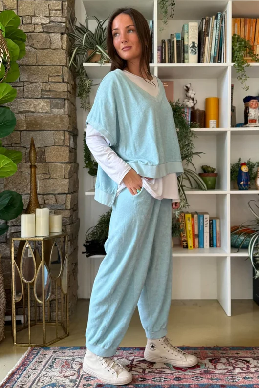 Terry B Hi Lo Tank Turquoise